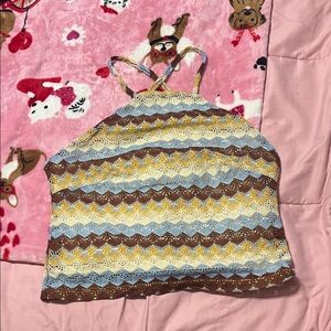 Derek heart Multicolor Crochet Halter Top